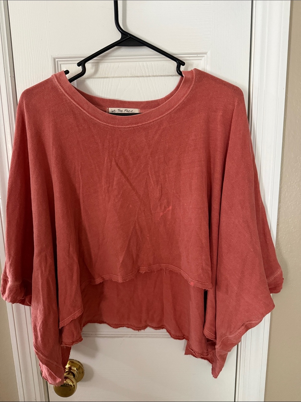 We The Free Washed Coral Cropped Boxy Pullover